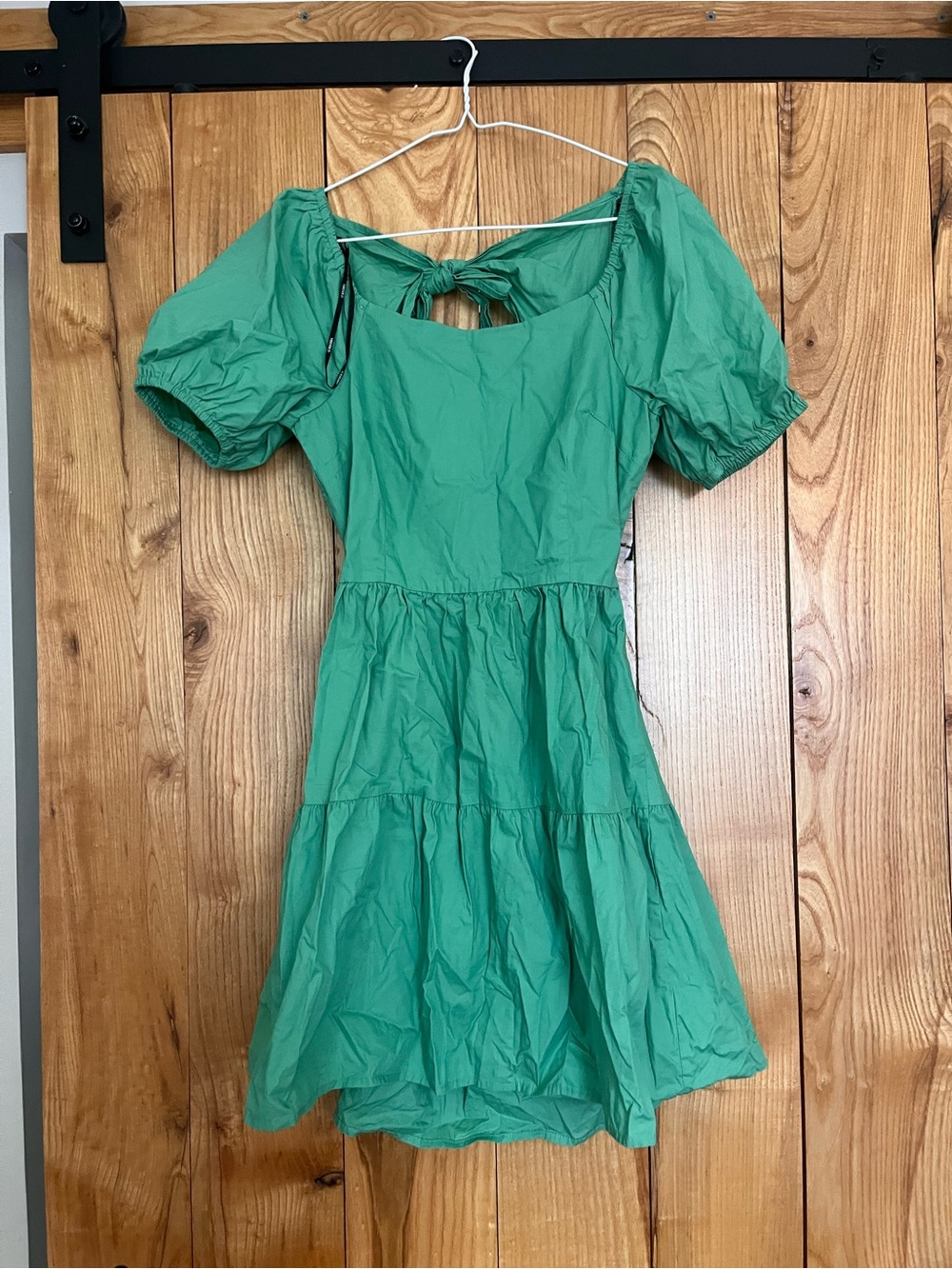 Forever 21 Teal Puff Sleeve Tiered Mini Dress